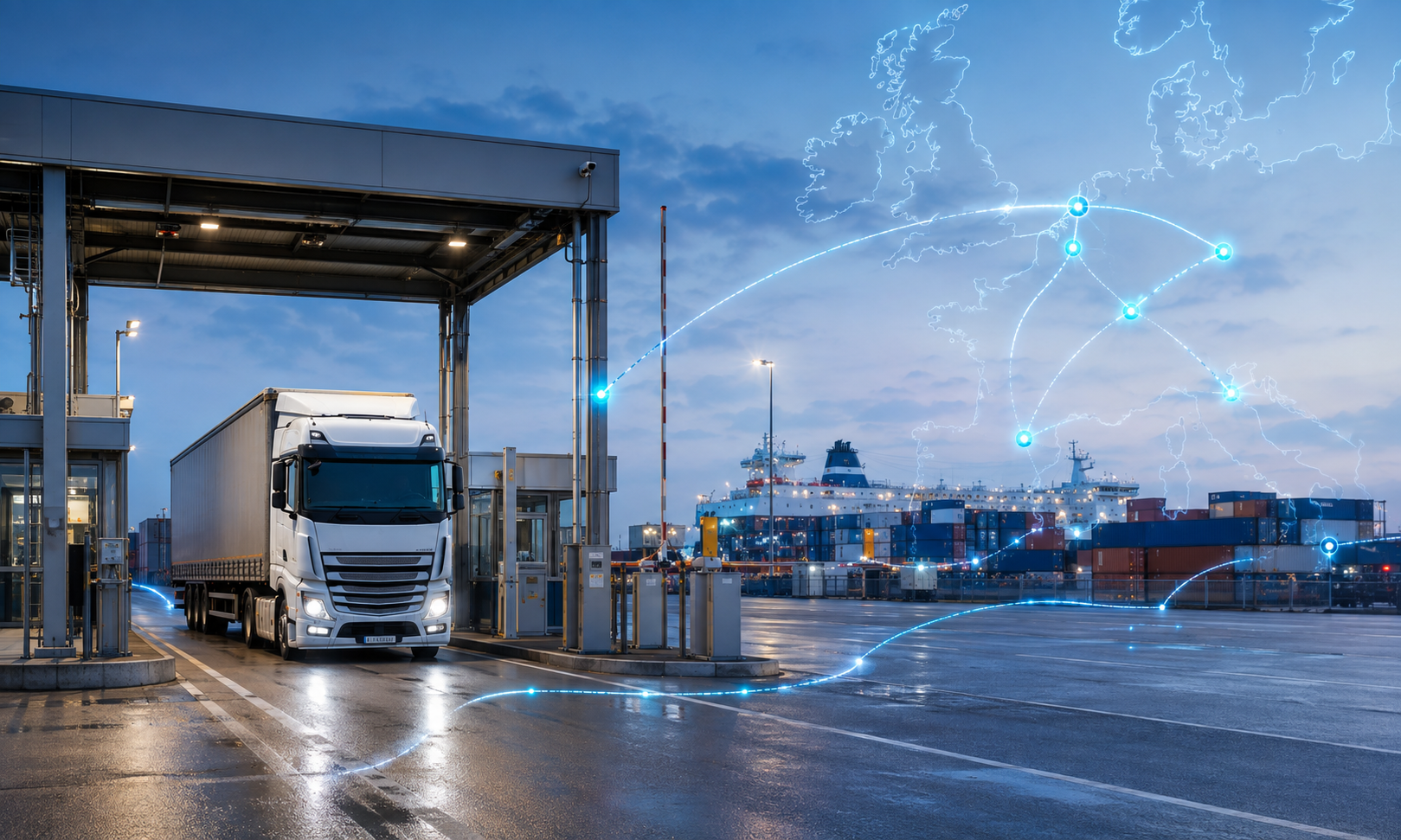 NCTS regelt met digitale transitroutes de douaneaangifte voor de truck die een douaneterminal passeert.