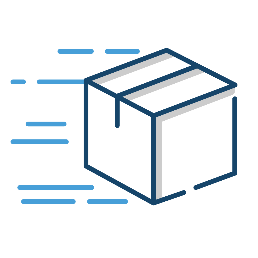 parcel with horizontal lines representing fast shipping