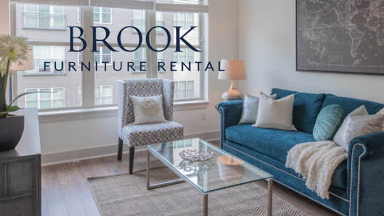 An image of the inside of an apartment featuring furniture from Brook Furniture Rental