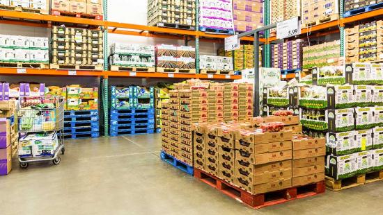A collection produce from a wholesale grocery store
