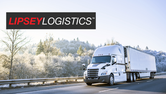 Image of a transport truck featuring the Lipsey Logistics logo.
