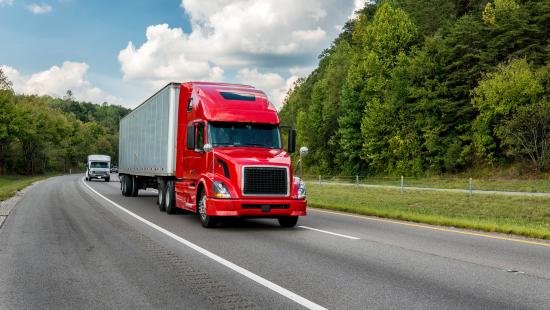 Semitruck Hauling Cargo on highway