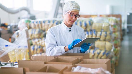 Woman with Technology and Food