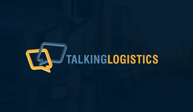 Talking Logistics Logo overlaid on a photo of a truck