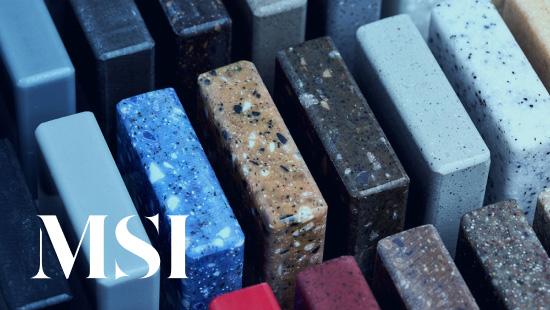 Image of tiles stacked neatly in a row. The MSI logo is seen in the bottom left corner of the image.